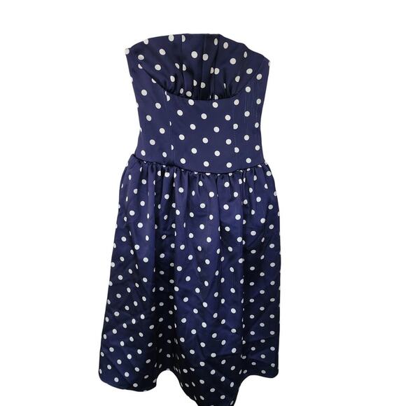 Self-Portrait Polka Dot Satin Midi Dress Sz 0 - Picture 5 of 11